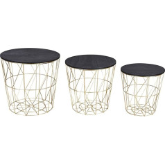 Levandeo Metal Basket / Wire Basket Side Tables, Copper, Coffee Table, Storage with Lid, Designer Decorative Table, Set of 3