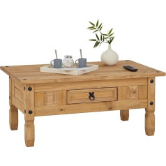 Caro-Möbel Salsa Coffee Table Mexico Style Solid Pine Stained/Waxed with 1 Drawer