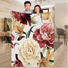 Ririx Überwurfdecke mit Rosenmuster, Rosen-Decke, für Bett, Couch, Sofa, Stuhl, Camping und Reisen, leichte Decke, groß (203 x 152 cm)