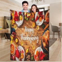 Ririx Happy Thanksgiving Truthahn-Kürbis-Überwurfdecke für Bett, Couch, Sofa, Stuhl, Camping und Reisen, leichte Decke, groß (203 x 152 cm)