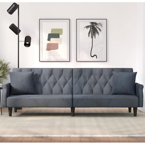 Bulaned Sofa Bed with Armrests, Dark Grey, Velvet Sofa with Sleep Function, Sofa Bed, Sofa Bed, Small Sofa Bed, Couch Bed, Living Sofa, Sitting Area Living Room
