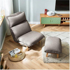 Hasmi Small Sofa Lazy Sofa Balcony Lounge Chair Single Bedroom Small Sofa Simple Modern Lounge Chair with Step Wood Cotton Sofa Chair Single Sofa (Color : Grigio)