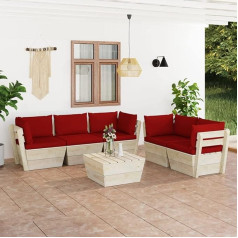 Arkem 6-Piece Garden Sofa Set Made of Pallets with Cushion Spruce Wood Living Room Couch Corner Sofa Small
