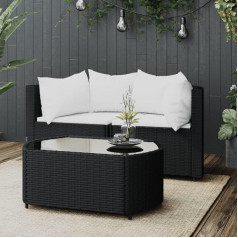 Whopbxgad Living Room Furniture Sets,Couch Sets for Living Room,Sofa Bed,3-TLG. Garten-Lounge-Set mit Kissen Schwarz Poly Rattanmodular Sofa,modular Couch,Outdoor Patio Furniture,
