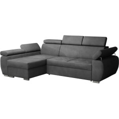 Mirjan24 Boston Mini Corner Sofa with Sleep Function and Bed Box, Upholstered Corner with Adjustable Headrests, L Sofa, Upholstered Set, Living Landscape (Kronos 22, Side: Left, LC+2r)