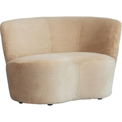 Woood Stone 1-Seater Corner Sofa, Soft Corner Sofa Made of Faux Fur, Loveseat Armchair, Couch, Lounge Sofa, Right, Beige, 73 x 112 x 80 cm