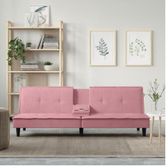 Bukscyjs Living Room Couch, Sofa Bed, Small Sofa Bed with Drink Holders, Pink, Velvet, Suitable for Living Room, Bedroom, Lounges, Reception Rooms, Entrance Areas