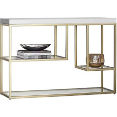 Eeshha Konsolentisch Konsolentisch, Marmor Home End View Station Eingangstisch Wohnzimmer Seitenschrank Gegen Die Wand Beistelltisch 2 Farben 30 × 11 × 30 Zoll (Farbe: Gold)