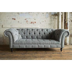 Jvmoebel Chesterfield Couch Sofa Cushion 3 Seater Couchen Seat Set Sofas Grey