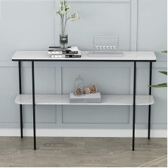 Nizame Console Table, Extra Long Entrance Table, 2 Shelves, Modern Faux Marble Entrance Table with Metal Frame, Simple Living Room Table (Colour: White, Size: 100 x 30 x 80 cm)