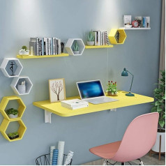 Folding Wall Table, Folding Wall Table, Wall Mounted Large Folding Table with Storage Space, Computer Desk, Standing Desk, Work Desk, Computer Desk, Shelf Bench Table, 4 Colours