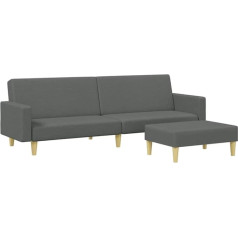 Vidaxl Schlafsofa 2 Sitzer mit Fußhocker, Bettsofa mit verstellbaren Rückenlehnen, Tagesbett für Wohnzimmer, Sofa, Modern, Dunkelgrau Stoff