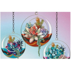 Tbouobt Fabric Placemats, Washable Placemats for Dining Table, Set of 6, Succulent Watercolor