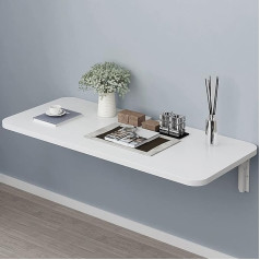 White Wall Mounted Desk Folding Table Computer Workstation Floating Kitchen Dining Table Space Saving Home Office Bedroom Hanging Folding Table Garage Garden Wash