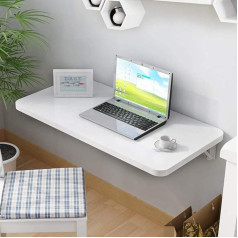 Folding Floating Laptop Desk, Wall Mounted Drop Leaf Table, Space Saving Hanging Table for Study Room, Bedroom, Bathroom or Balcony, Decorative Shelf, 120