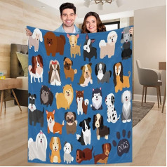 Ririx Niedliche Hundedecke / Überwurfdecke für Bett, Couch, Sofa, Stuhl, Camping und Reisen, leichte Decke, Größe L (203,4 x 152,4 cm)