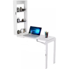 Gliget Wall Folding Table Small Household Hundred Interchangeable Function Home Computer Small Desk Wall Furniture Shelf Dining Table (Color : White, Size : 90*45)