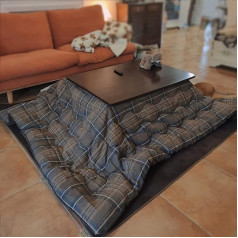 Kotatsu Placemat Tatami Heating Table Japanese Oven Table Set Low Table Heating Table + Quilt + Carpet + Heating / In Three Table Colours (Colour: Grey, S: 75 x 75 x 40 cm)
