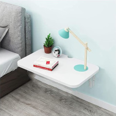 Temkin Wandmontierter Wandmontierter Klapptisch Schwimmender Schreibtisch Lagerregal Regal Pflanzenpräsentationsregale Perforiertes Design mit Metallhalterungen/Weiß/60 * 50 cm