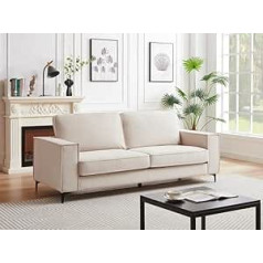 Vente-Unique - Sofa 3-Sitzer - Gerippter Samtstoff - Beige - OLMEDA