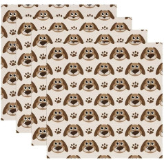 Tbouobt Fabric Placemats, Washable Placemats for Dining Table, Set of 4, Cartoon Animals Dogs Paw Prints
