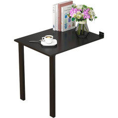 Zjmk Wall Folding Desk Folding Table Wall Mounted with Metal Legs, Eco-Friendly Wooden Laptop Desk Kitchen Dining Table for Home Office, 75 cm Large