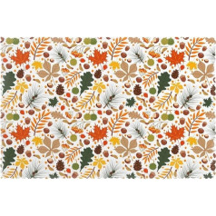 Bohho Tischsets, Herbstblätter und Beeren auf weißem Hintergrund, 6er-Set, hitzebeständige Tischsets, abwischbare und waschbare Tischsets