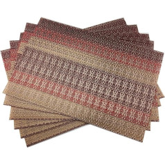 ‎Jimnoo Tischsets, 6er-Set, for Küche, Esstisch, Matten, PVC, gekreuztes Vinyl, goldfarben, Tischset, hitzebeständig, waschbar (Color : Red, Size : One Size)