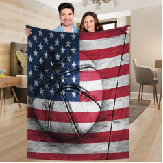 Ririx Basketball-Überwurfdecke mit US-Flagge, für Bett, Couch, Sofa, Stuhl, Camping und Reisen, leichte Decke, groß (203 x 152 cm)