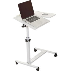 Elzey Mobiler Laptop-Schreibtisch, Sitz-Steh-Einstellbarer Winkel & Höhenrollbarer Tisch, Notebookständer, neigbare Tischplatte mit Rädern for Lernen (Color : Bianco)