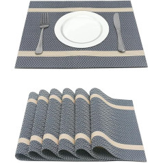 ‎Temkin Phnom Penh Tischset, 6-teiliges Set aus hitzebeständigem, rutschfestem PVC-gewebtem Tischset (Farbe: D) (D)