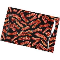Mqgmz Tischsets 6er Set Speck Muster Druck Hitzebeständig Waschbar Küche Wärme Esszimmer Home Küche Tischdekoration