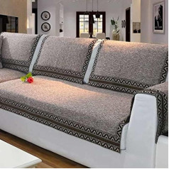 ‎Mthgh MTHGH Sofa Protector Non-Slip, Sofa Cover, Retro Decoration, Sofa Throw, Cotton, Non-Slip, Dirt-Repellent, Cushion Protector for L Shaped, Couch Cut, Brown, 110 x 210 cm