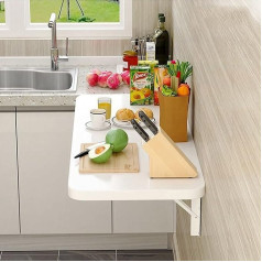 Weißer, an der Wand montierter Schreibtisch, klappbarer Wandtisch, Computerarbeitsplatz, Faltbare Werkbank, Frühstücksbartisch, für Heimbüro/Küche/Waschküche/Garage/Kellerbar, Regale für kle