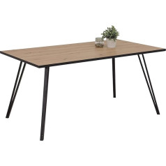 Apollo Oksana Dining Table, Kitchen Table, Wood Material Melamine-Coated, Artisan Oak, V-Base Metal, Black, 160 x 90 cm