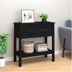 GuyAna Konsolentisch Schwarz 75x35x75 cm Massivholz Kiefer Entryway Table Small Schmaler Sofatisch