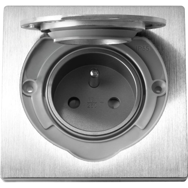 Hermētiska elektriskā kontaktligzda, IP55, nerūsējošais tērauds