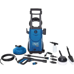 Scheppach Pressure Washer HCE2550 with 12 Pieces Accessories | 180 bar Pressure | 2400 W Power | Quick Connect | 10 m Hose, Surface Cleaner, Cleaning Lance, Nozzle Attachment, Standard & High Pressure