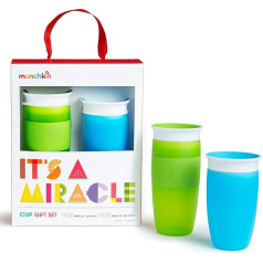 Munchkin® It's a Miracle! 360 Blue Green Sippy Cup Gift Set Including 10oz and 14oz Miracle® 360 Mugs