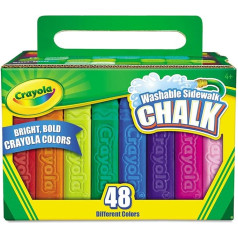 Crayola 512048 Washable Sidewalk Chalk 48 Assorted Bright Colours 48 Sticks/Set