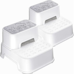 Two Step Stools for Kids (2 Packs), Non-Slip Sturdy Toddler Stool for Bathroom, Kitchen and Toilet, Potty Training (White)