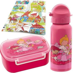 Sigikid Pinky Queeny Dog Lunch Box and Drinking Bottle First Day at School Nursery Lunch Box with Divider Girls Pink/Pink