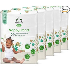 Amazon Brand - Mama Bear Eco Nappies Pants Size 4 (7-14kg) - White, 100-Pack (5 Packs of 20)