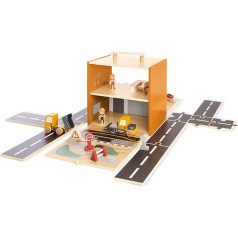 Spielwelt 'Baustelle Gustav' with 12 Pieces Accessories by Pinolino, Modular Conversion Options, Travel Toy, Includes Figures