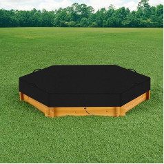 YBYHFAA Hexagon Sandpit Cover, 600D Oxford Fabric Sandpit Tarpaulin, Protective Cover for Outdoor Sandpit Pool, with Drawstring, Waterproof and UV-Resistant (Black, 230 x 200 x 20 cm)