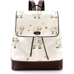 Cremefarbene Schäfchen, kleine Blumen, niedlich, personalisierbar, Schultaschen, Büchertaschen für Teenager, Mehrfarbig, 27x12.3x32cm, Rucksack Rucksäcke