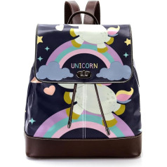 Personalisierte Schultaschen Büchertaschen für Teenager, niedliches Einhorn, stehend, Regenbogen-Druck, Mehrfarbig, 27x12.3x32cm, Rucksack Rucksäcke