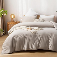 Lanqinglv Bed Linen 135 x 200 cm 4-Piece Linen Colours Microfibre Plain Bedding Set 2 Duvet Covers 135 x 200 cm with Zip + 2 Pillowcases 80 x 80 cm