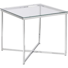 AC Design Furniture Gurli Ecktisch Quadratisch, B: 50 x T: 50 x H: 45 cm, Klar/Chrom, Glas/Metall, 1 Stk