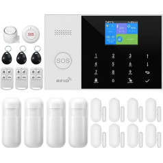 GSM Smart Home Security Alarm Kit, Wireless WiFi Home Alarm System with Siren, PIR Motion Sensor, Remote Controls, Window/Door Sensor, Support for SMS Push/App Connection Alarm (21pcs Kit)